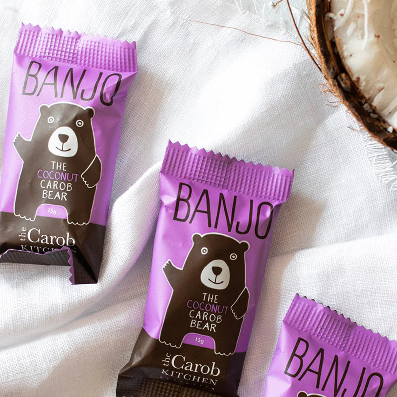 Carob Banjo Bear Coconut 8 Pk 120g