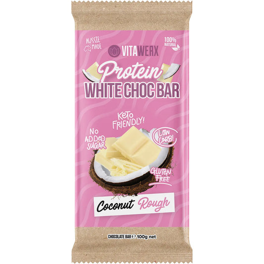 Vitawerx
Protein White Chocolate Bar Coconut Rough 12x100g